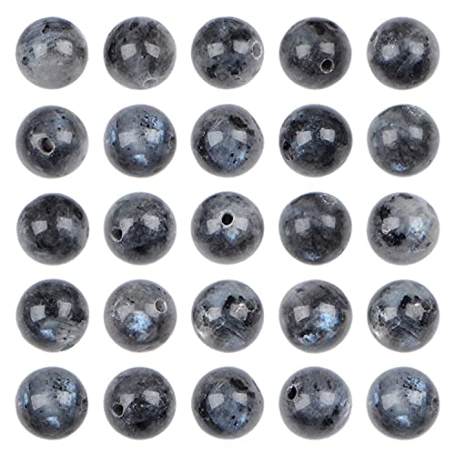 AD Beads 8mm Natural Round Loose Beads 110 Pieces, for Making 108 Mala Prayer Beads Necklace, Bracelet & Yoga Meditation, Jewelry Design （Black Larvikite） - color: Black Larvikite, size: 8mm-110pcs