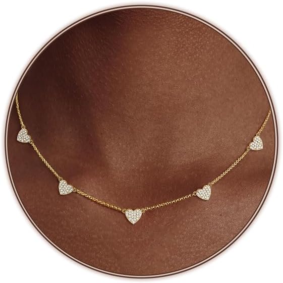 Cute Heart Necklace for Women Gold/Silver Plated Heart Pendant Choker Necklaces Tendy Love Heart Chain Necklace Dainty Gold/Silver Necklace Jewelry Gifts for Women