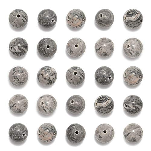 NCB 200pcs 6mm Landscape(Map Japser) Loose Beads for Jewelry Making Natural Semi Precious Beads Round Smooth Gemstones Spacer Beads Charms for Necklaces Bracelets (Landscape(Map Japser), 6mm 200Beads) - color: Landscape(Map Japser), size: 6mm 200Beads