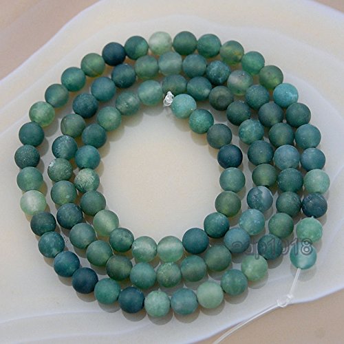AD Beads Beautiful Natural Matte Gemstone Round Spacer Loose Beads 4-12mm (4mm, 25 Matte Moss Agate) - color: 25 Matte Moss Agate, size: 4mm