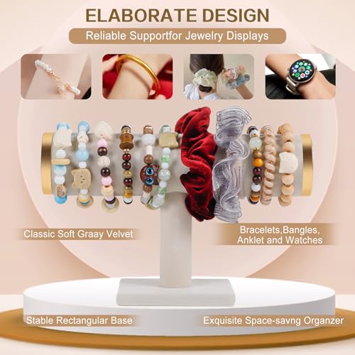 T-Bar Bracelet Display Stand for Selling, Jewelry Storage, Bracelet Holder Stand, Bangle, Jewelry Business Supplies, Watch Holder for Women & Men (Beige with Metal Lid) - color: Beige + metal lid