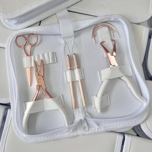 Hair Extension Tool Kit Microlink Pliers with Anti-slip Handle Hair Extension Beading Tool Hair Needle Pulling Hook Hair Styling Bead Closer and Remover Pliers - color: 2 Rose Gold