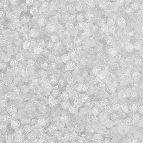Ornaland 1480Pcs Letter Beads for Jewelry Making Bulk 7x4MM Small Acrylic Round Alphabet Beads for Earrings Necklaces Bracelets DIY Supplies(Clear) - color: Clear