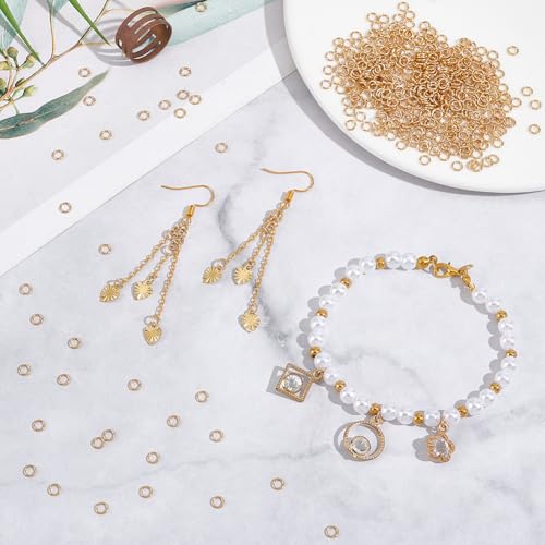 NBEADS About 500pcs 4mm Gold Jump Rings, Open Jump Rings 304 Stainless Steel Split Rings Real 18K Gold Plated Connector Rings for Jewelry Making Necklaces Bracelet Earrings Keychain