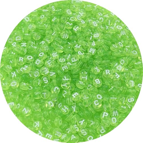 1000pcs Round Letter Beads 4x7mm Acrylic Alphabet Beads Spacer Beads for Jewelry Making Bracelets Necklace Earring Key Chains DIY Craft(I-White Letter Light Green Bead) - color: I-White Letter Light Green Bead