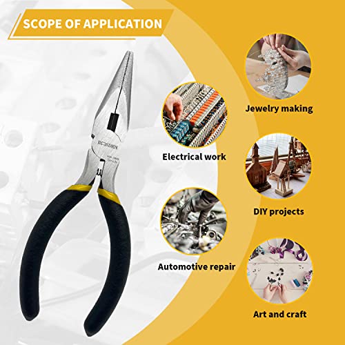 BOOSDEN 5 Pack Mini Precision Pliers Set, Small Needle Nose Pliers with Wire Cutter, Black - size: 5" (5 Pack)