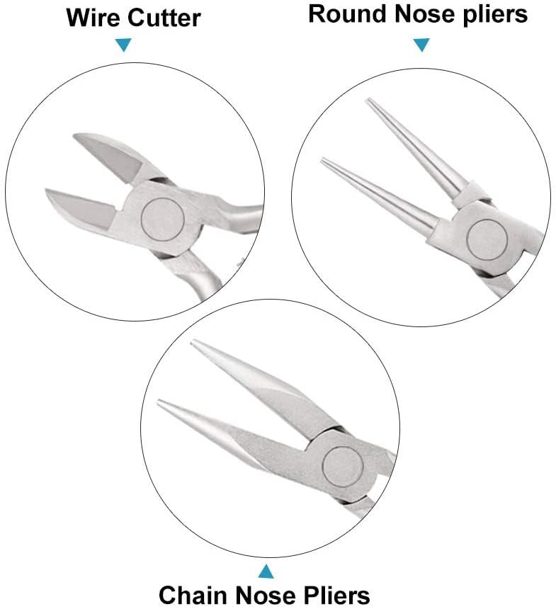 3-Piece Mini Pliers Tool Kit Includes Needle Nose, Round Nose Pliers, Diagonal cutting pliers, for Making Crafts, Repairing Electronic Devices