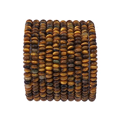 BEADIA Natural Yellow Tiger Eye Disk Stone Beads 4x2mm 160pcs Rondelle Loose Semi Gemstone Beads for Jewelry Making Design - color: Yellow Tiger Eye