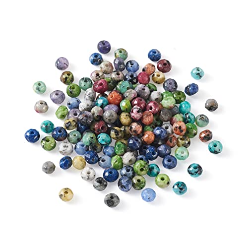 Craftdady 350Pcs Natural Faceted Gemstone Beads 14 Colors Rondelle Jasper Beads Dyed Round Loose Spacer Energy Healing Power Stone Beads for DIY Jewelry Crafts, 4x3mm - color: 14 Colors Sesame Jasper