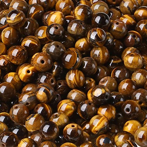 LAIDANLA Tiger Eye 6mm Natural Stone Beads Round Loose Gemstone Stone Beads for DIY Bracelet Necklace Earrings Jewelry Making Polishing Genuine Real Beading 96PCS 2 Strand 32" - color: G-Yellow Tiger Eye, size: 6mm