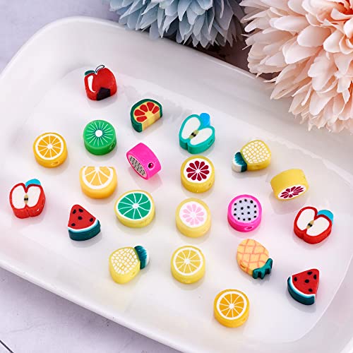 50PCS Handmade Polymer Clay Beads Mixed Fruit Shape Loose Beads Mixed Color Spacer Beads for DIY Jewelry Making Hole 1.5mm - color: 50pcs # Mixed Fruit Shape