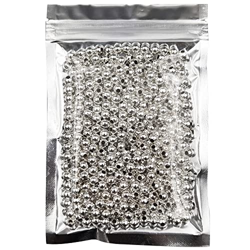 400 Pieces 6mm Silver Iron Metal Spacer Bead Round Loose Beads - size: 6mm