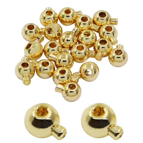 20Pcs Gold Crimp Beads 18K Gold Plated Beads 3mm Loose Rondelle Spacer Beads Metal Bead Spacers Beads for DIY Bracelet Necklace Jewelry Making - color: Gold, Round