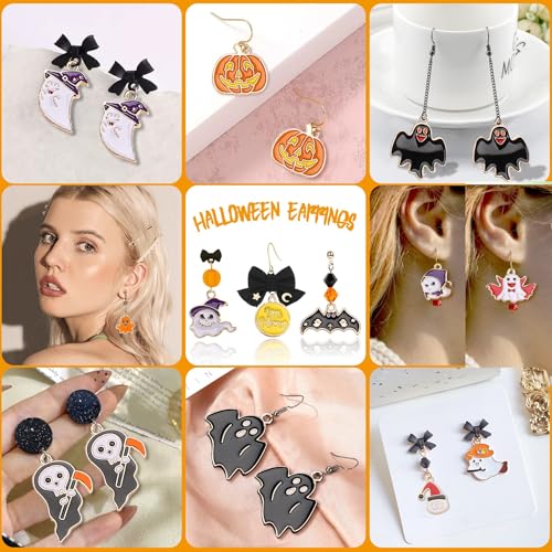 SANNIX 110Pcs 55 Pairs Halloween Charms Gold Enamel Jewelry Pendants for Halloween Earring Bracelet Necklace Craft Making - style: Halloween Charms-55 Pairs