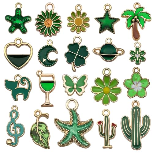 YouLuo 100Pcs Bracelet Charms for Jewelry Making Wholesale Bulk Jewelry Making Bracelets Charm KC Gold Alloy Charm Pendants and Gold Plated Enamel Charms Pendants for Bracelet Necklace - color: Multicolor+Gold