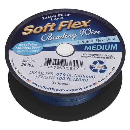 Soft Flex 49 Strand Beading Wire - Medium 0.19 Diameter - 100 Feet Nylon Design Wire - style: Dark Blue