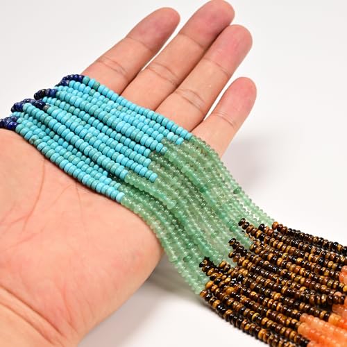 2x4mm Natural Rondelle Beads – Loose Gemstone Spacers for DIY Jewelry Making (Chakra) - color: Chakra, size: 2x4