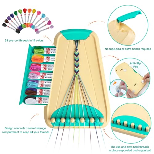 Friendship Bracelet Making Kit for Girls Ages 8-12, Kids Jewelry Making Kit with 28 Pre-Cut Threads and Letter Beads, Arts and Crafts for Kids, Birthday Easter Gifts for 6 7 8 9 10 11 12 Year Old - color: Cyan