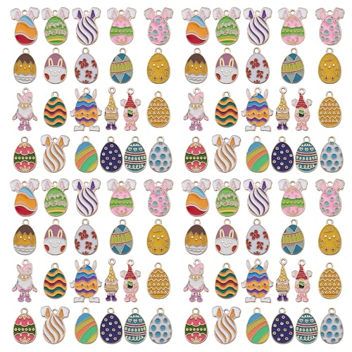 Sailanzi 22pcs Alloy enamel Easter egg series cute rabbit Pendant Jewelry Making DIY Keychain Earrings Pendant Various Design Charms for Jewelry Making Bracelets Necklace(SN928) - color: SN928
