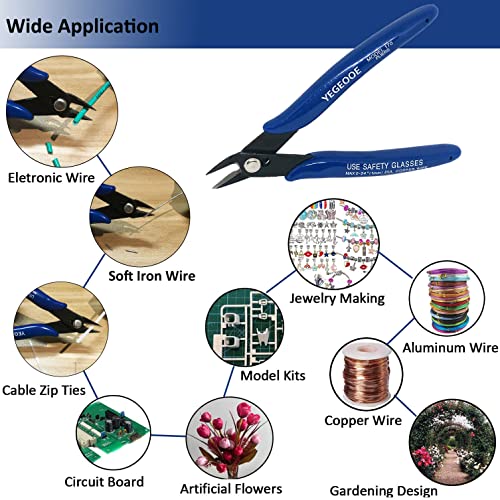 YEGEOOE Wire Cutters, 5Pack 170 Micro Precision Wire Flush cutters Mini Nippers Shear Cutters Wire Snips Small Side Cutters for Electronics