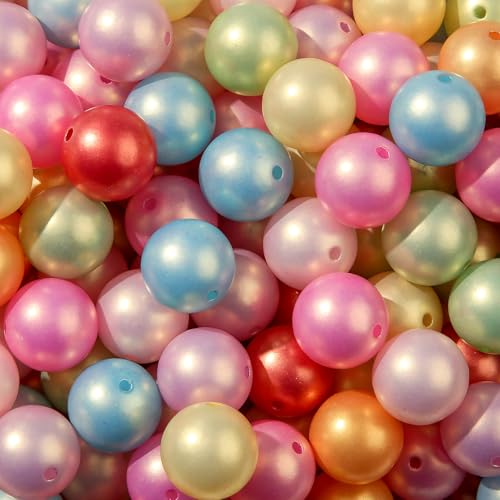 20mm Acrylic Beads 180pcs Chunk Bubblegum Bead Color Pearl Pen Ball Beads for Pen Bag Jewelry Making Necklace Bracelets (qszg) - color: Mint Green&pink