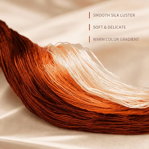 Natural 100% Silk Thread, Handmade Embroidery Thread Silk Floss 12 Colors 110m Each (76) - color: 76