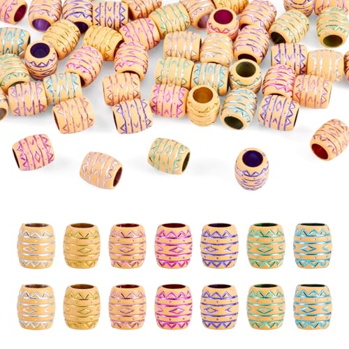 Cheriswelry 50Pcs Acrylic Barrel Beads Large Hole European Beads Aesthetic Bead Spacers 10.5x9.5mm for Necklace Bracelet Keychain Jewelry Making Dreadlock Hair Accessories Hole:6mm - color: Barrel-Mixed Color
