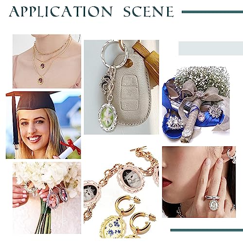 PH PandaHall 5pcs Pendant Tray Oval Charms Cabochon Bezel and 5pcs 40x30mm Glass Cabochon Dome Tiles Clear Cameo Memorial Photo Pendant for Bouquet Wedding Brides Graduation Charm - color: Antique Bronze Oval - 5 Sets