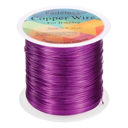 HARFINGTON Wire 203ft Length 24 Gauge Copper Craft Jewelry Wrapping Wire Tarnish Resistant Beading for Jewelry Making Supplies Crafting, Red-Purple - color: Red-Purple