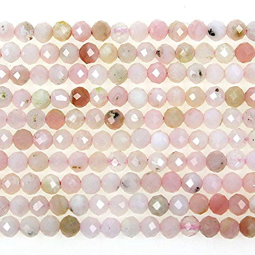 MJDCB 3mm Faceted Natural Pink Opal Round Loose Beads for Jewelry Making DIY Bracelet Necklace - color: Pink Opal