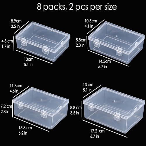 Nail art toolbox Bead Organizers-8 Pcs Jewelry Organizers and Storage Plastic Storage Cases Mini Clear Bead Containers Transparent Boxes with Hinged Lid and Rectangle Clear Craft Supply Case - size: 8 Pieces Big Sizes Mixed
