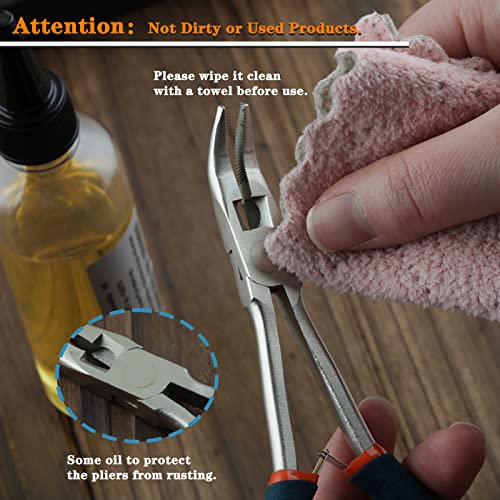 SPEEDWOX Long Reach Bent Nose Pliers with Serrated Jaws Angled Long Nose Plier Angled Pliers with Cutter Long Reach Plier for Hard to Reach Narrow Spaces Home Repairing Jewerly Making - style: Bent Nose Pliers with serrated jaws