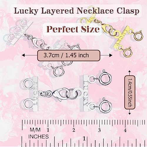 Dailyacc Lucky Necklace Layering Clasp 18K Gold and Silver Multi Strand Clasps for Stackable Necklaces - color: 1Pcs Silver 2 Clasp
