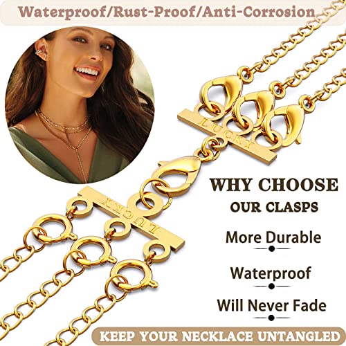 Dailyacc Lucky Necklace Layering Clasp 18K Gold and Silver Multi Strand Clasps for Stackable Necklaces - color: 1Pcs Gold 3 Clasp