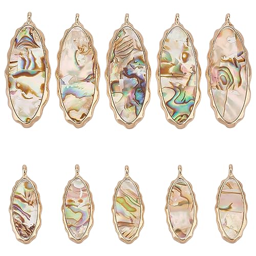 BENECREAT Abalone Shell Charms, Paua Shell Pendant Shell Charms for Jewelry Making - color: Wave Oval