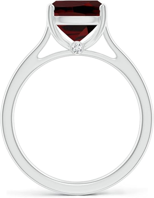 Angara Cushion Garnet Solitaire Ring in Sterling Silver/14K Solid Gold/Platinum | Natural Garnet Solitaire Ring for Women | January Birthday, Anniversary, Gemstone Jewelry Gift
