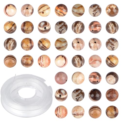 4mm 200pcs Natural Stone Round Beads Genuine Stone Beading Loose Gemstone DIY Charm Smooth Beads for Bracelets Necklaces Earrings Hole Size 1mm (Brown Zebra Jasper 4mm) - color: Brown Zebra Jasper, size: 4mm