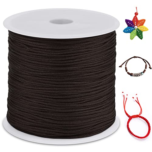 0.8mm Nylon Cord 328 Feet Satin Rattail Cord Nylon String for Bracelets Making, Jewelry String Macrame Cord Bracelet Thread for Necklace Chinese Knotting Beading Jewelry (Coffee) - color: Coffee, size: 0.8mm