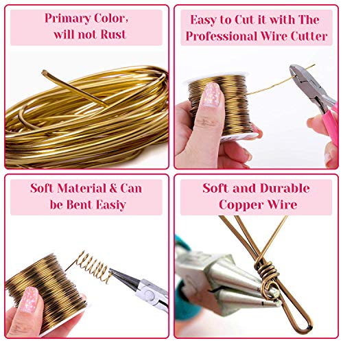 Anezus 18 Gauge Jewelry Wire for Jewelry Making, anezus Craft Wire Tarnish Resistant Copper Beading Wire for Jewelry Making Supplies and Crafting (18 Gauge, Antique Bronze) - color: Antique Bronze
