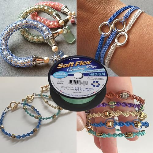 Soft Flex 49 Strand Beading Wire - Medium 0.19 Diameter - 100 Feet Nylon Design Wire - style: Fluorite