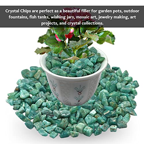 Amazonite Pre Drilled Natural Crystals Crushed Chips Beads for Jewelry Making, DIY Handmade Healing Crystals (25 Inch Strand) - color: Amazonite