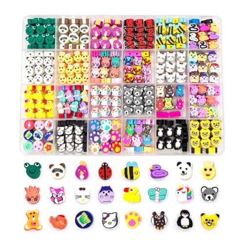480PCS Animal Polymer Clay Beads for Bracelet Earring Jewelry Making, Mixed Clay Spacer Beads Charms for DIY Art Craft Gifts (Animal) - color: Animal