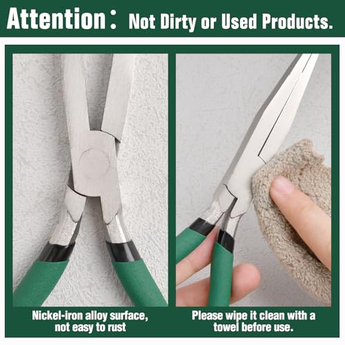 Long Flat Nose Pliers Serrated Jaw Extra Long Nose Plier Duckbill Pliers Jewelry Making Supplies for Jewelry Making, Fishing, Wire Wrapping, Crafts, Flat Plier for Hard to Reach Narrow Spaces