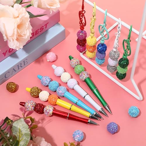 40 Pcs 20 mm Rhinestone Beads Bulk Crystal Round Disco Ball Chunky Bubblegum Beads for Pens Bracelets Charms Craft European Style Jewelry Making Supplies Christmas(Glitter) - color: glitter