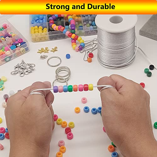 2 mm 330 Feet Satin Nylon Cord String for Jewelry Making Bracelet Necklaces Beading Thread Rattail Macrame Kumihimo Chinese Knot Craft - size: Silver