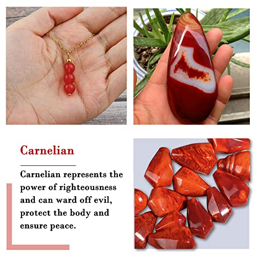 SmileBelle Crystal Necklace, Jade Necklace for Women as Anniversary Birthday Mothers Day Gifts for Women 14k Gold Black Tourmaline as Birthstone Jewelry for Girls Dainty Crystal Jewelry - color: Red Carnelian