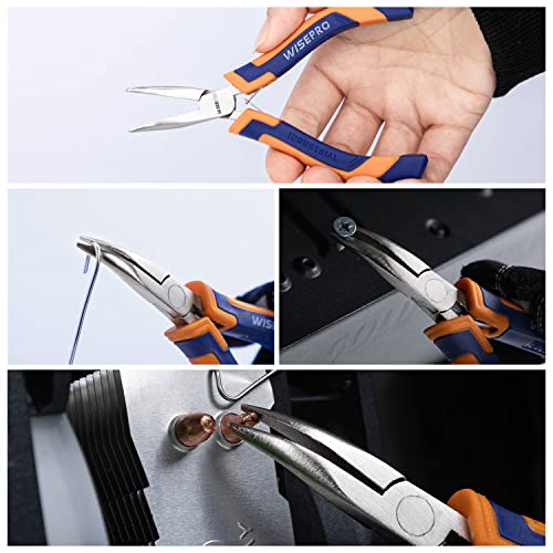 5 Inch Mini 45-Degree Bent Nose Pliers, Snipe Nose Jewelry Pliers with Comfort Grip, Curved Nose Plier for Jewelry Making, Beading, DIY Crafts and Wire Wrapping Repairs - style: 5 Inch Bent Nose Pliers