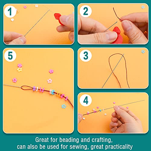 UOOU 28 Pcs Beading Needles Set, Beading Needles for Seed Beads Include 20 Pcs Long Straight Beading Thread Needles & 8 Pcs Big Eye Bead Needles for Jewelry Making - color: White-28 Pcs