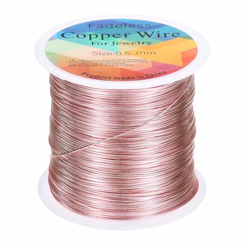 HARFINGTON Wire 203ft Length 24 Gauge Copper Craft Jewelry Wrapping Wire Tarnish Resistant Beading for Jewelry Making Supplies Crafting, Pink - color: Pink
