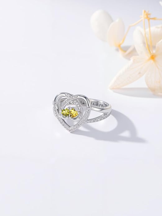 Valentine's Day Gifts for Women Birthstone Rings for Women Heart Statemet Engagement Eternity Wedding Promise Rings Jewelry Anniversary Christmas Valentine Mothers Day Birthday Gifts for Wife Her Girlfriend